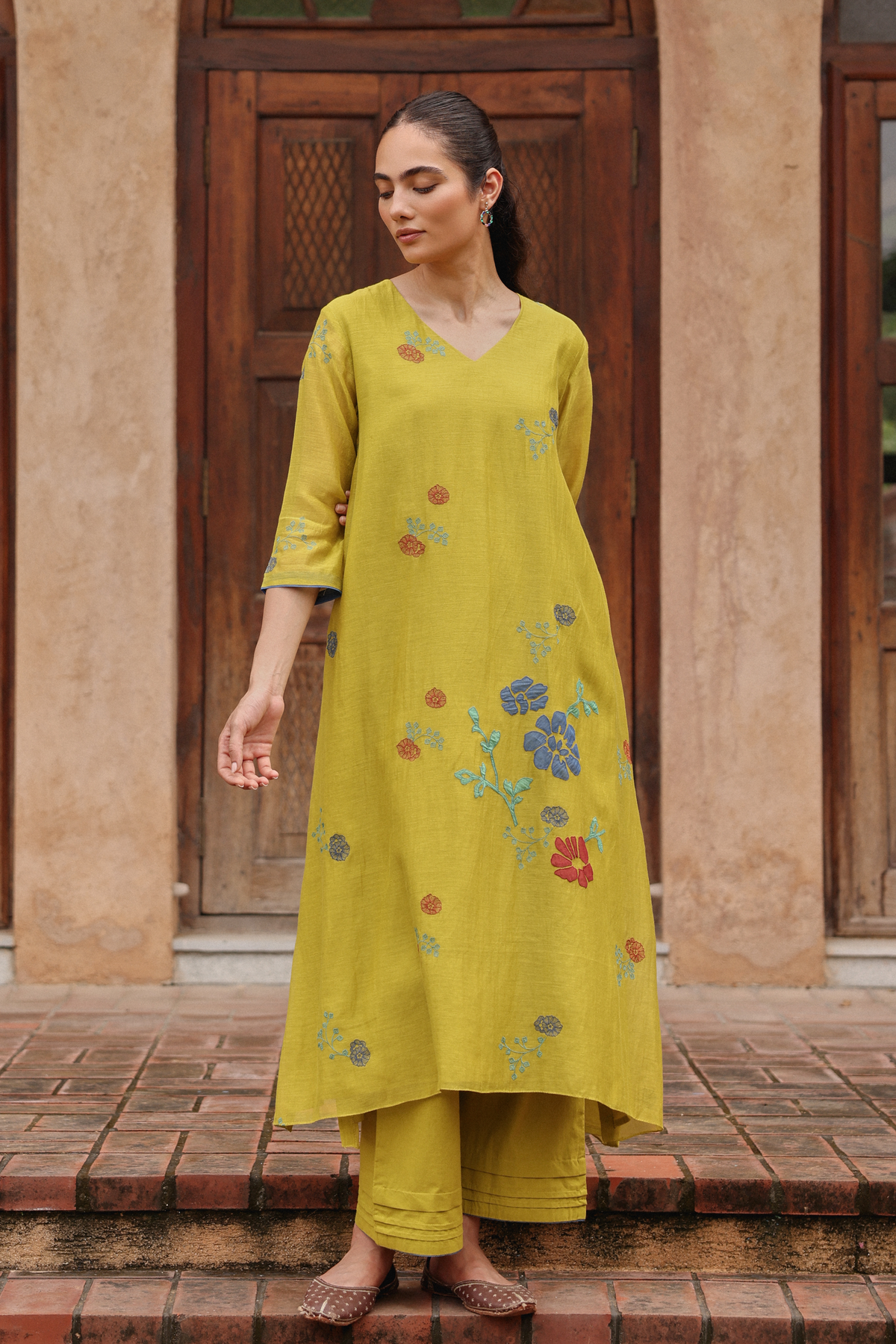 Citrine Applique Bloom Tunic Set
