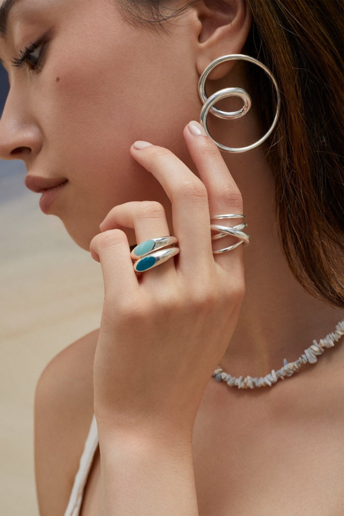 Swirly Medium Mismatched Hoops