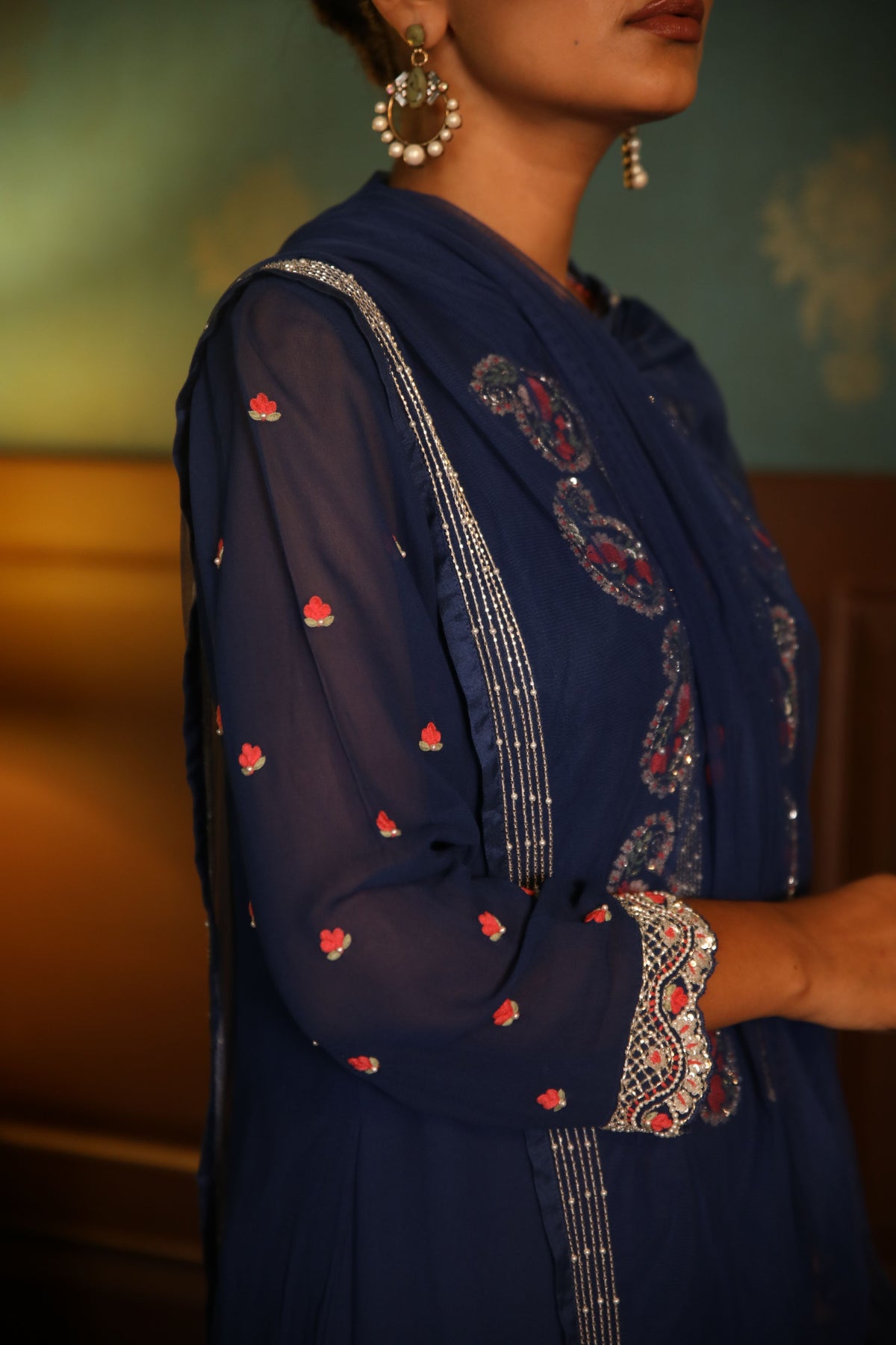 Egyptian blue straight kurta set