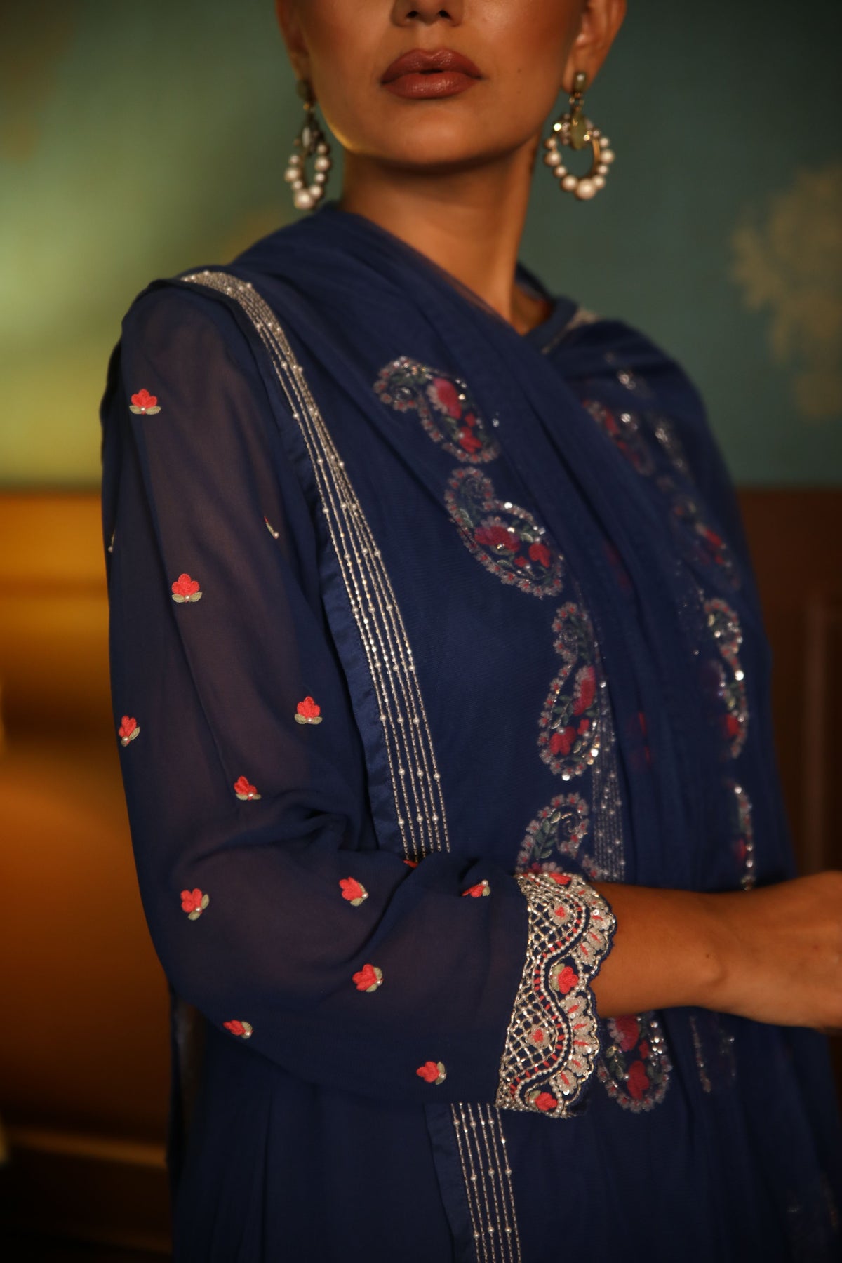 Egyptian blue straight kurta set