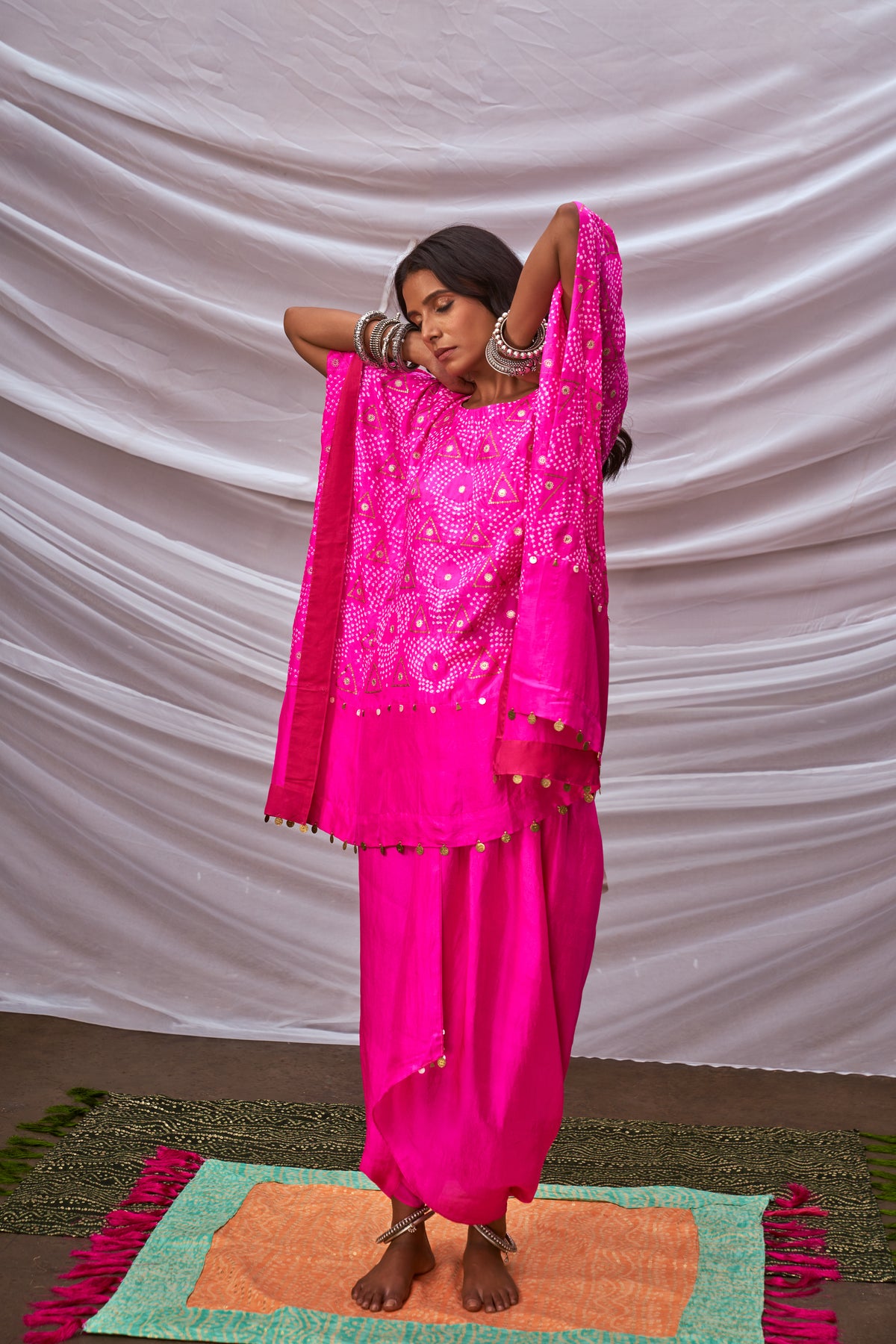 Hot pink kaftan set