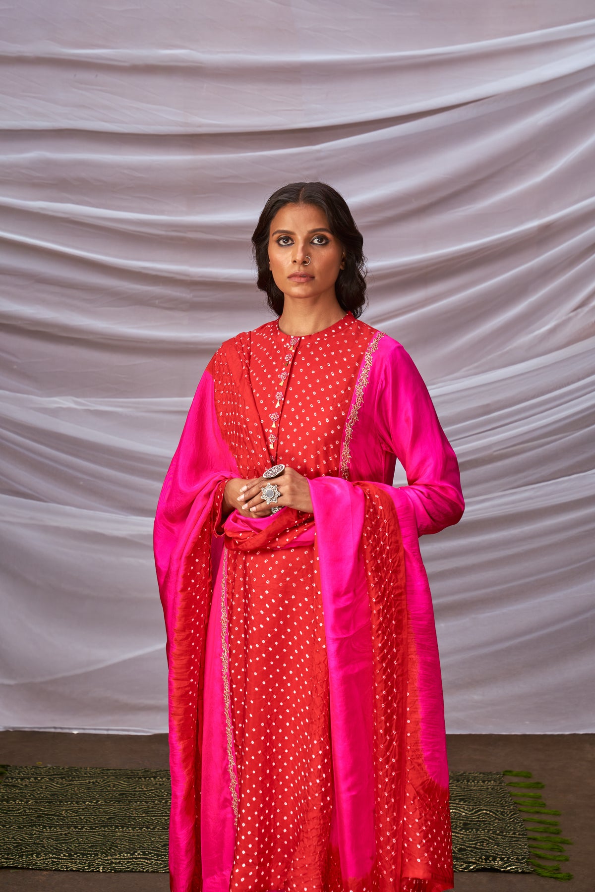 Tie and dye bandhani kurta set
