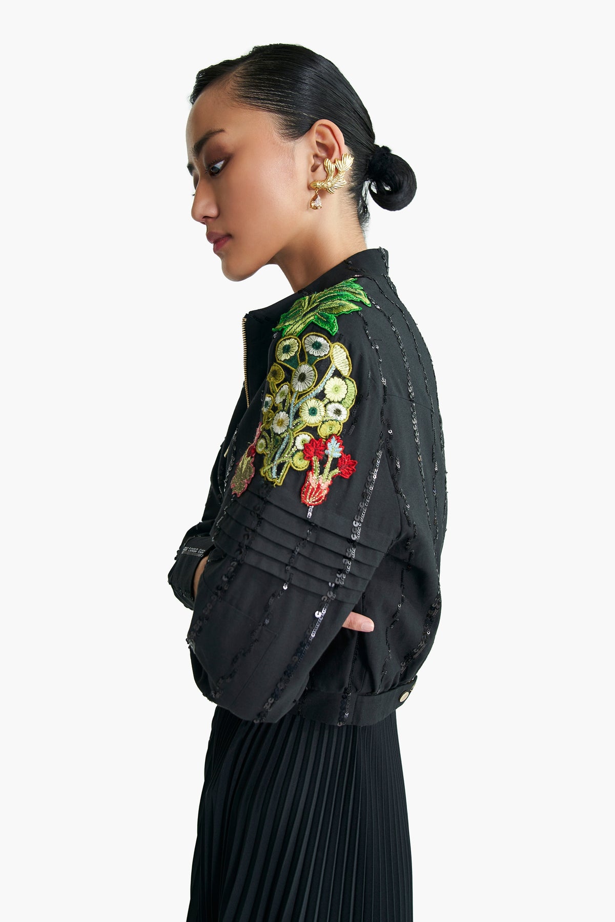 Black Cropped Biker Jacket