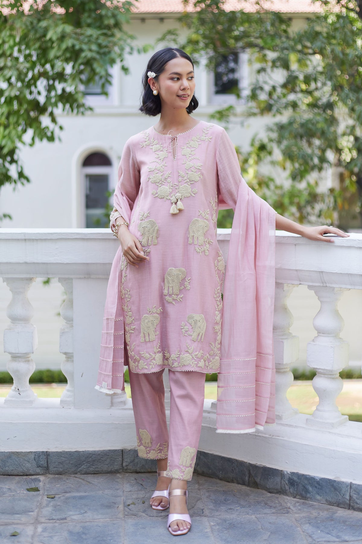 Pink Elephant Kurta Set